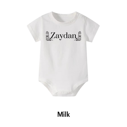 Newborn Personalised Name the One Onesie Set (Rabbit Rattle)