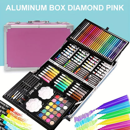 Art Supplies, 145 Pack Painting Drawing Art Kit , Deluxe Double Layers Art Set Crafts, Colored Pencils, Oil Pastels, Watercolor