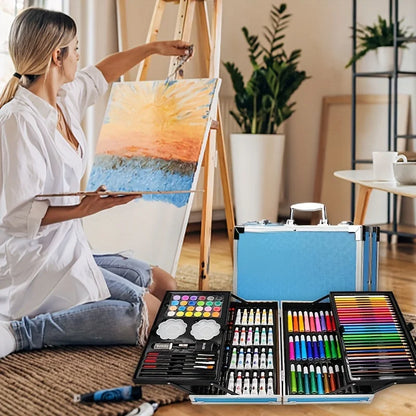 Art Supplies, 145 Pack Painting Drawing Art Kit , Deluxe Double Layers Art Set Crafts, Colored Pencils, Oil Pastels, Watercolor