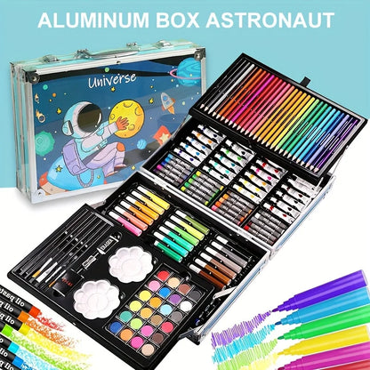 Art Supplies, 145 Pack Painting Drawing Art Kit , Deluxe Double Layers Art Set Crafts, Colored Pencils, Oil Pastels, Watercolor