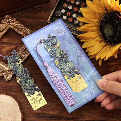 Vintage Artistic Metal Bookmark, Hollow Painting Design With Long Tassel For Office Book Lovers Reading Gift Stationery