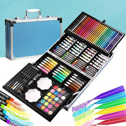 Art Supplies, 145 Pack Painting Drawing Art Kit , Deluxe Double Layers Art Set Crafts, Colored Pencils, Oil Pastels, Watercolor