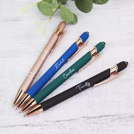 Coloured Rose Gold Stainless Steel Promotional Pen with Stylus