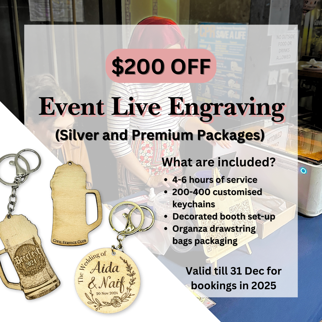 Live Engraving Pop-Up Booth for Events (Personalised Wooden Keychains)