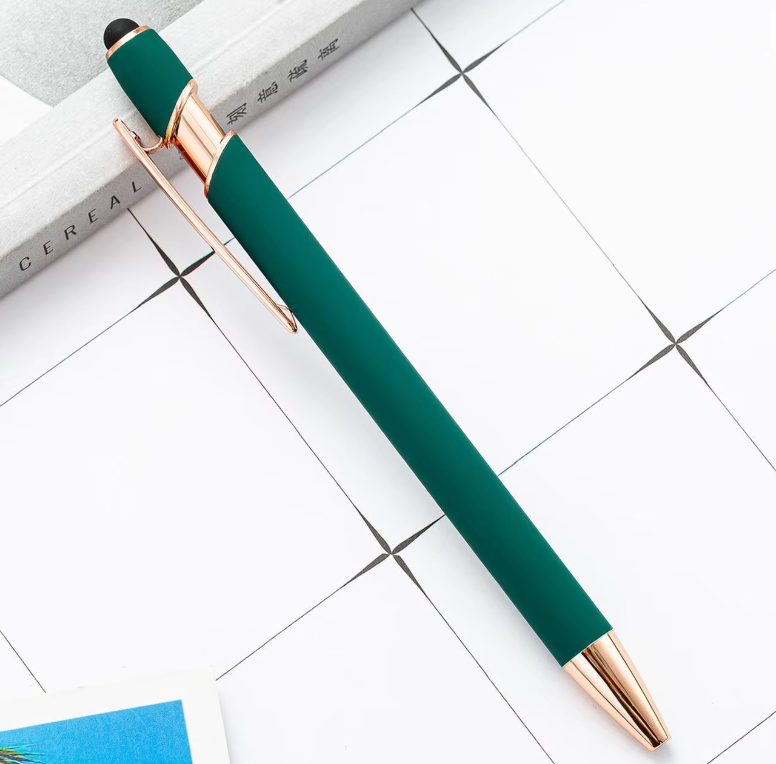 Coloured Rose Gold Stainless Steel Promotional Pen with Stylus