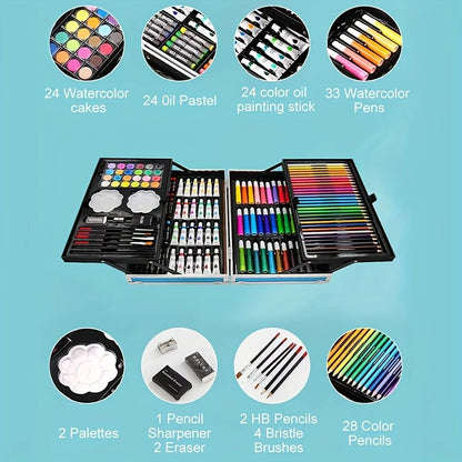 Art Supplies, 145 Pack Painting Drawing Art Kit , Deluxe Double Layers Art Set Crafts, Colored Pencils, Oil Pastels, Watercolor
