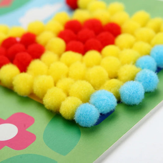 2/4pcs 6.3in*8.3in Colorful Pom-Pom Painting Animal Transportation DIY Art Decor Handmade Craft Painting Supplies Unique JXB
